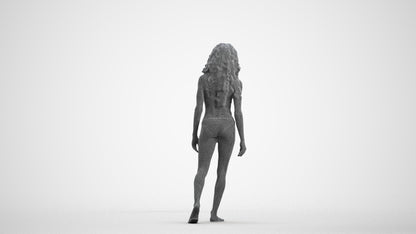 scanned 3D woman pool, photogrammetry people for Enscape and V-Ray, wireframe front view