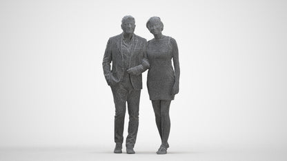 3D people model woman casual couple, scanned human for 3ds Max rendering, three-quarter front view render