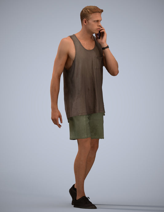 realistic 3D man casual walking, scanned archviz people for Blender and 3ds Max