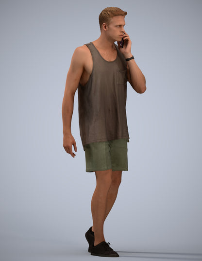 realistic 3D man casual walking, scanned archviz people for Blender and 3ds Max