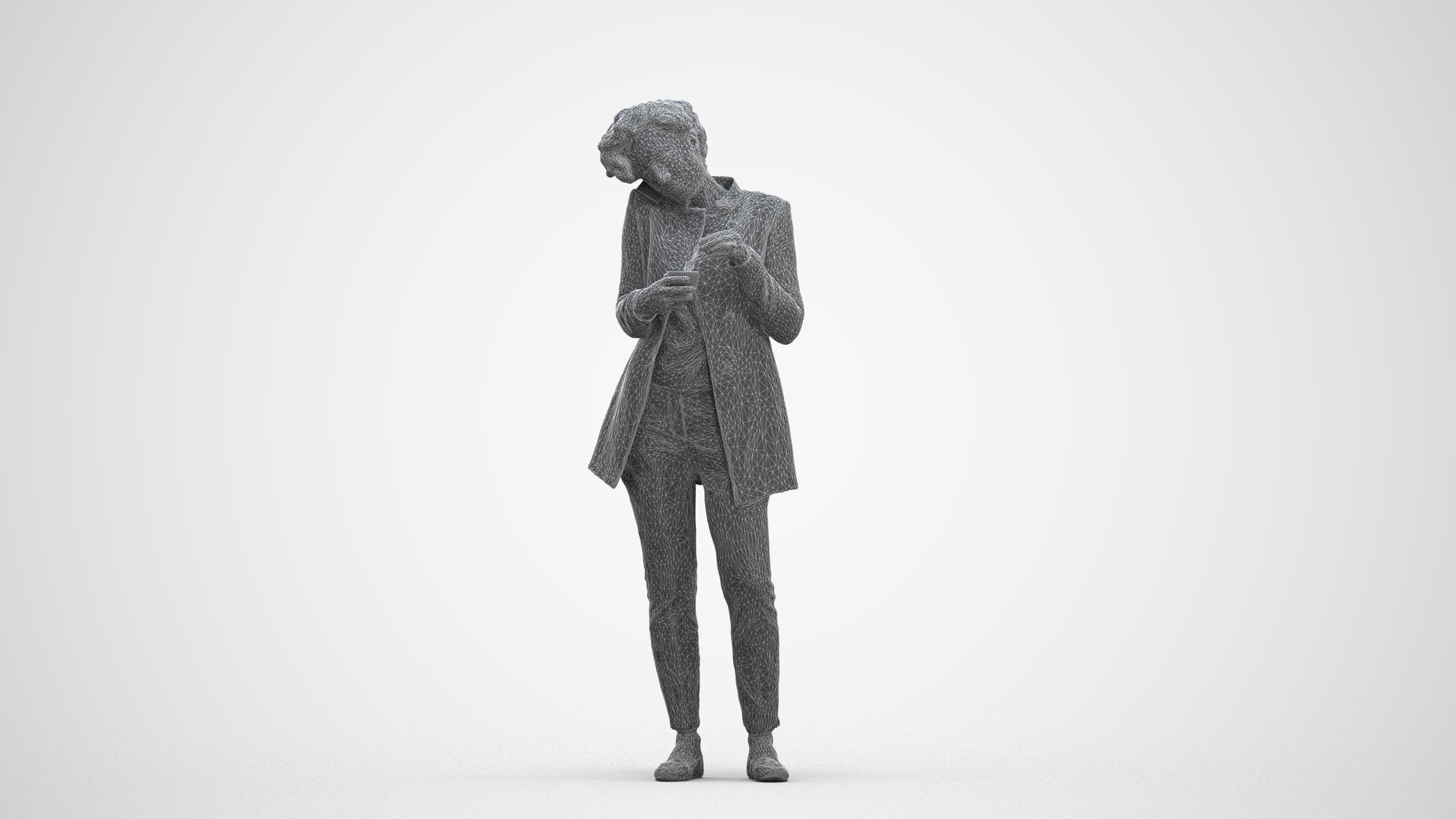 scanned 3D woman business standing, photogrammetry people for Enscape and V-Ray, three-quarter front view render