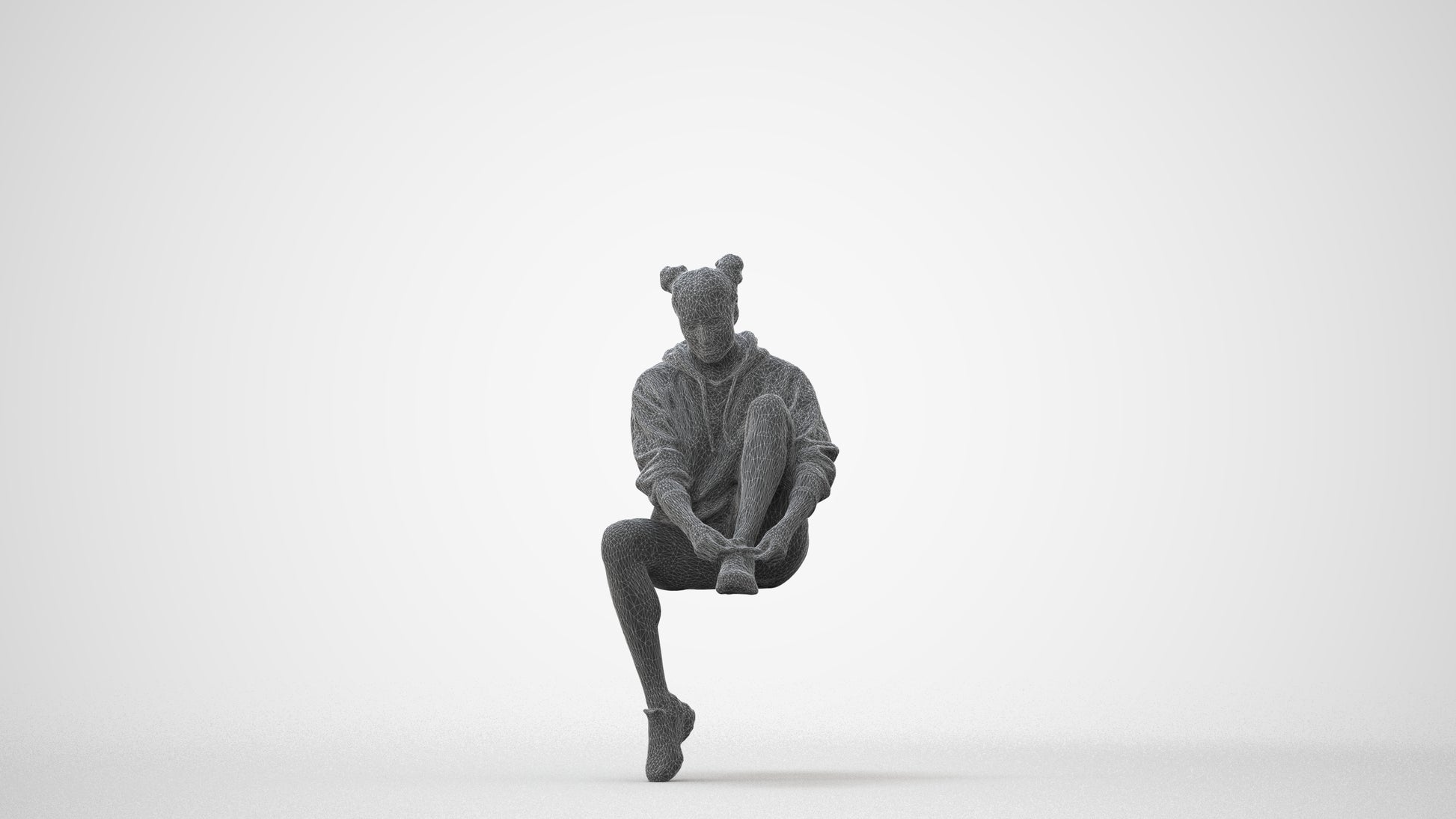 3D people model woman casual sitting, scanned human for 3ds Max rendering, square thumbnail
