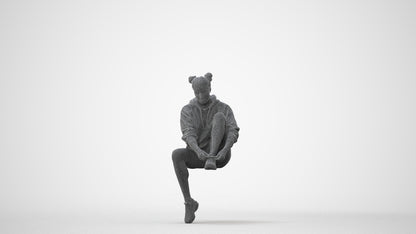 3D people model woman casual sitting, scanned human for 3ds Max rendering, square thumbnail