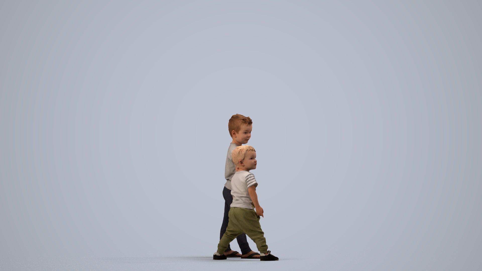 realistic 3D human boy casual kids, archviz people FBX OBJ for Blender, side view render