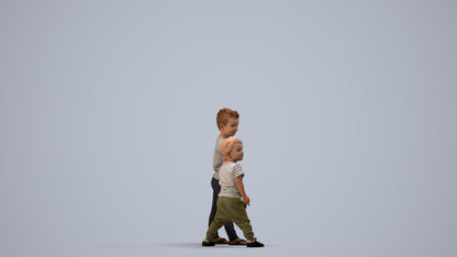 realistic 3D human boy casual kids, archviz people FBX OBJ for Blender, side view render