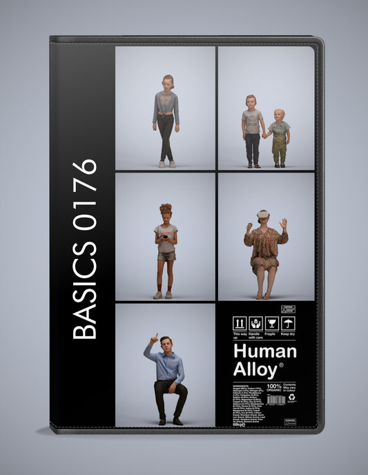 realistic 3D humans kids pack, 5 archviz people FBX OBJ for Blender