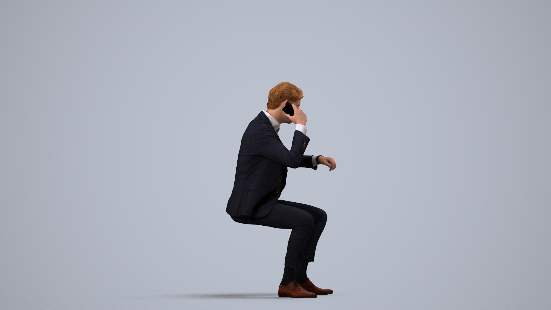 photogrammetry 3D man business, realistic human model archviz FBX, side view render