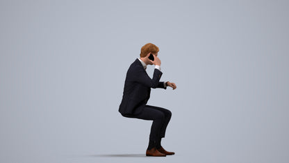 photogrammetry 3D man business, realistic human model archviz FBX, side view render