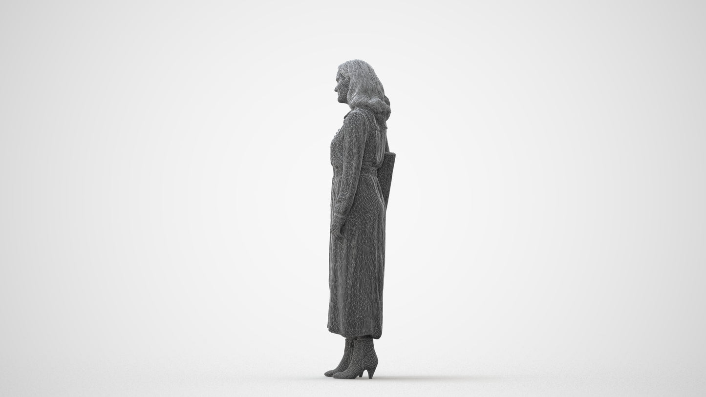 realistic 3D human woman casual standing, archviz people FBX OBJ for Blender, square thumbnail