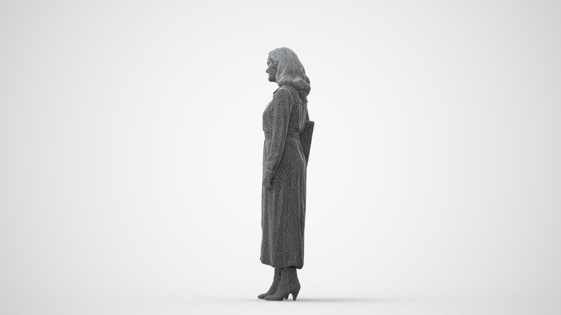 realistic 3D human woman casual standing, archviz people FBX OBJ for Blender, square thumbnail