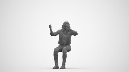 scanned 3D woman casual sitting, photogrammetry people for Enscape and V-Ray, three-quarter front view render