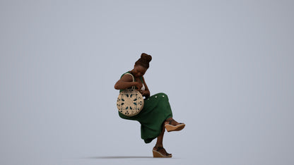 3D people model woman casual sitting, scanned human for 3ds Max rendering, side view render