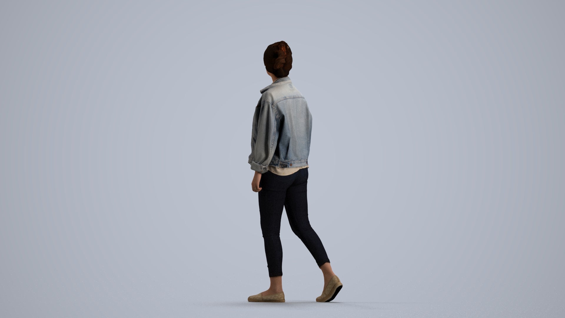 realistic 3D people woman casual walking, render-ready for V-Ray and Corona, FBX OBJ, front view render