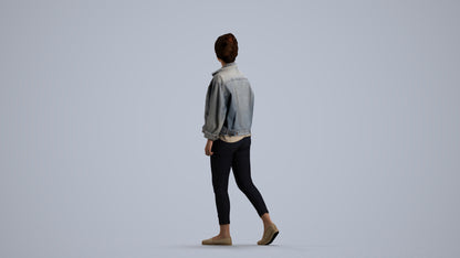 realistic 3D people woman casual walking, render-ready for V-Ray and Corona, FBX OBJ, front view render