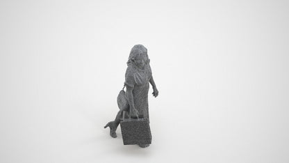 photogrammetry 3D woman casual walking, realistic human model archviz FBX, wireframe three-quarter view