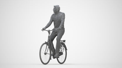 realistic 3D people man casual cycling, render-ready for V-Ray and Corona, FBX OBJ, wireframe back view