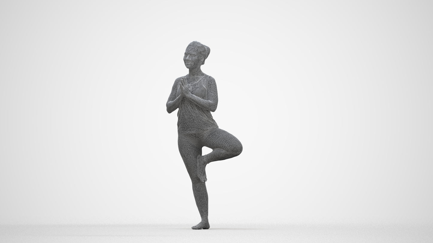 3D scanned woman sport, photorealistic archviz people for Enscape and SketchUp, wireframe back view