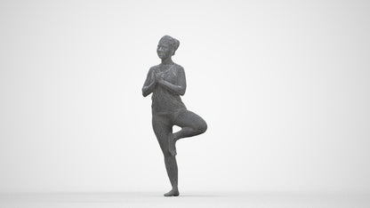 3D scanned woman sport, photorealistic archviz people for Enscape and SketchUp, wireframe back view