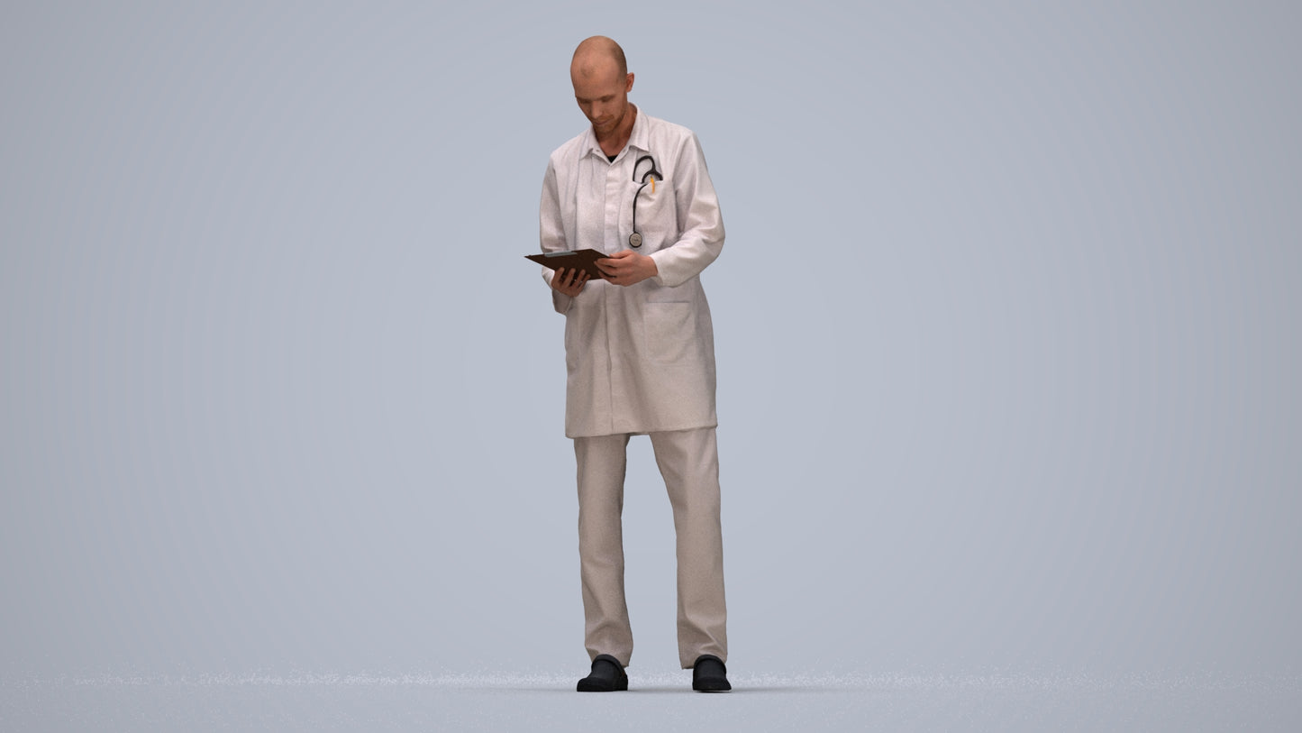 3D scanned man medical, photorealistic archviz people for Enscape and SketchUp, top-down view render
