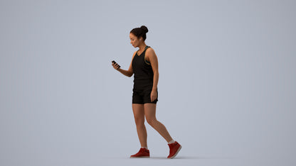 scanned 3D woman sport, photogrammetry people for Enscape and V-Ray, three-quarter view render