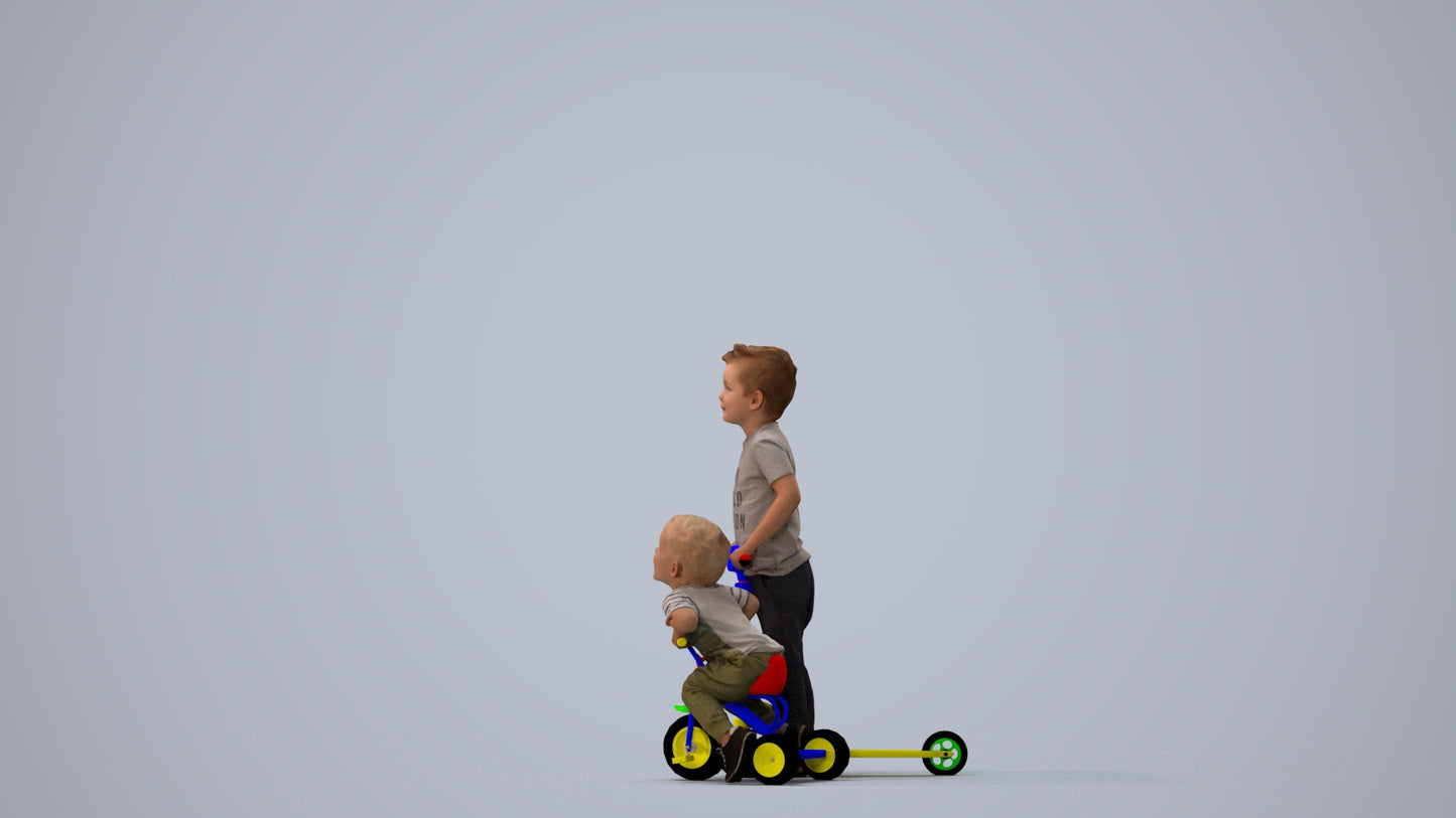 realistic 3D people boy casual kids, render-ready for V-Ray and Corona, FBX OBJ, three-quarter view render