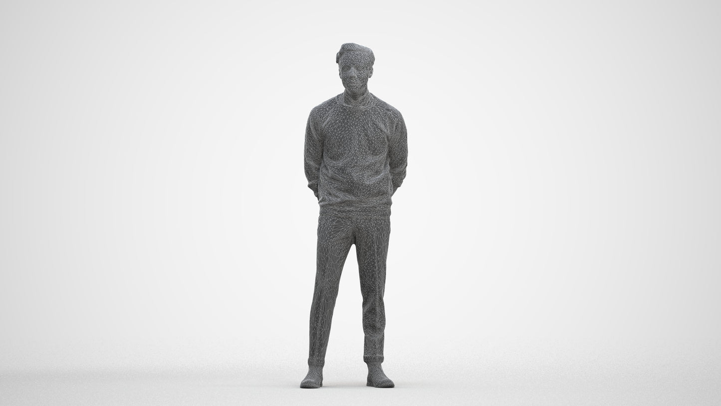 realistic 3D man casual business, scanned archviz people for Blender and 3ds Max, three-quarter front view render