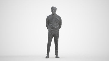 realistic 3D man casual business, scanned archviz people for Blender and 3ds Max, three-quarter front view render
