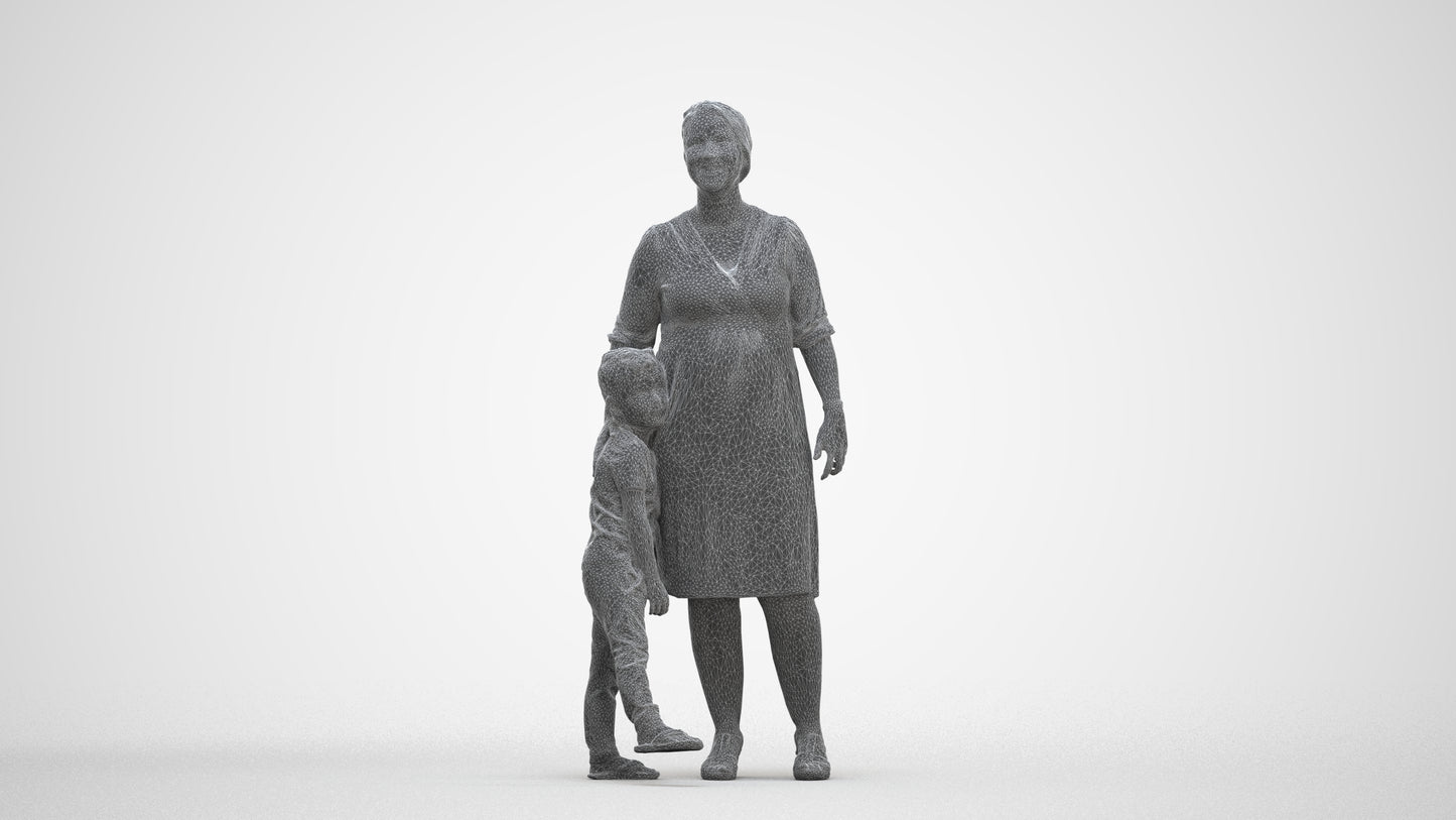 photogrammetry 3D girl casual kids, realistic human model archviz FBX, three-quarter front view render