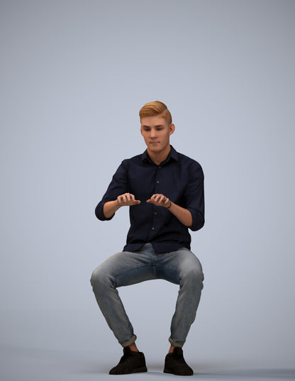 realistic 3D man casual business, scanned archviz people for Blender and 3ds Max