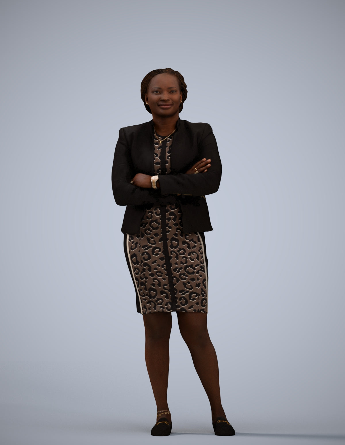 realistic 3D people woman business standing, render-ready for V-Ray and Corona, FBX OBJ