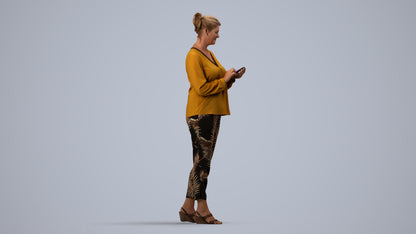 scanned 3D woman casual standing, photogrammetry people for Enscape and V-Ray, side view render