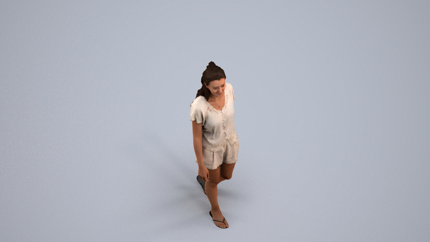 3D people model woman casual walking, scanned human for 3ds Max rendering, back view render