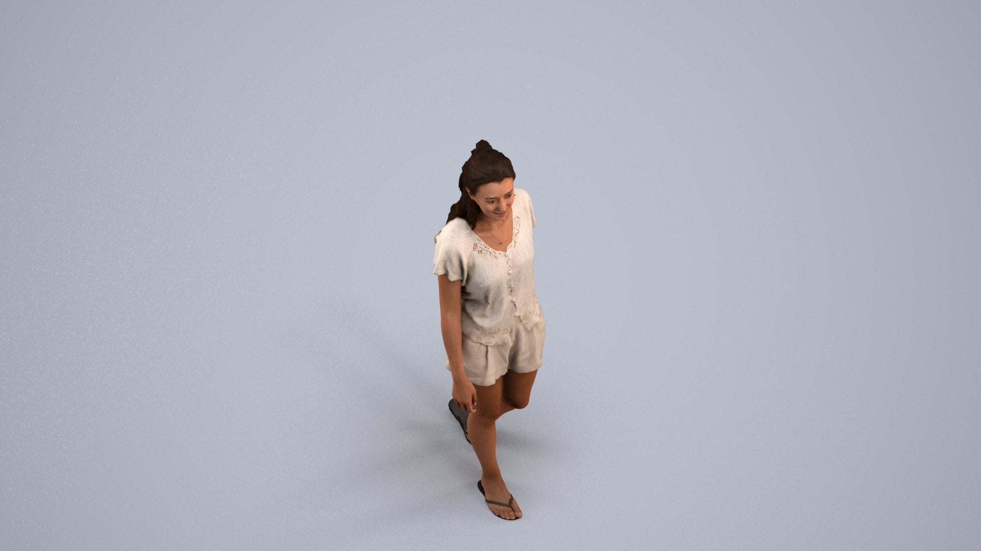 3D people model woman casual walking, scanned human for 3ds Max rendering, back view render