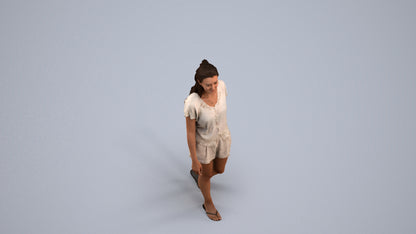 3D people model woman casual walking, scanned human for 3ds Max rendering, back view render