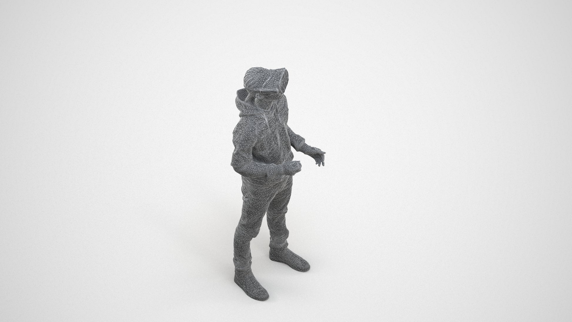 realistic 3D human boy casual kids, archviz people FBX OBJ for Blender, wireframe three-quarter view
