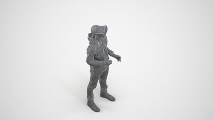 realistic 3D human boy casual kids, archviz people FBX OBJ for Blender, wireframe three-quarter view