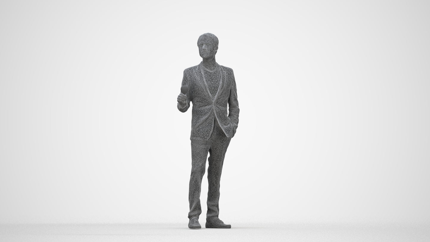 3D people model man formal formalaffairs, scanned human for 3ds Max rendering, wireframe back view