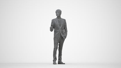 3D people model man formal formalaffairs, scanned human for 3ds Max rendering, wireframe back view
