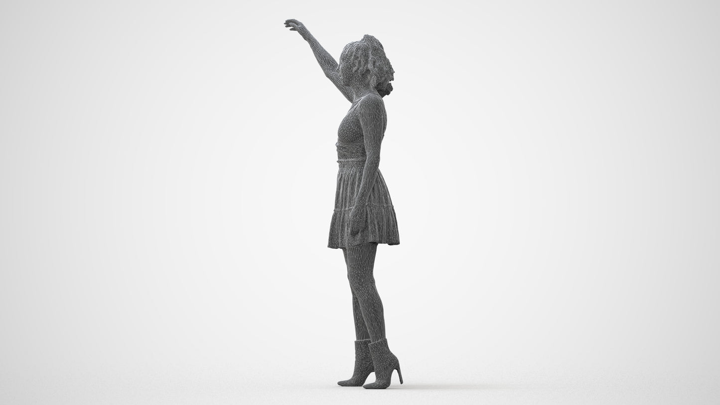 realistic 3D human woman casual standing, archviz people FBX OBJ for Blender, square thumbnail
