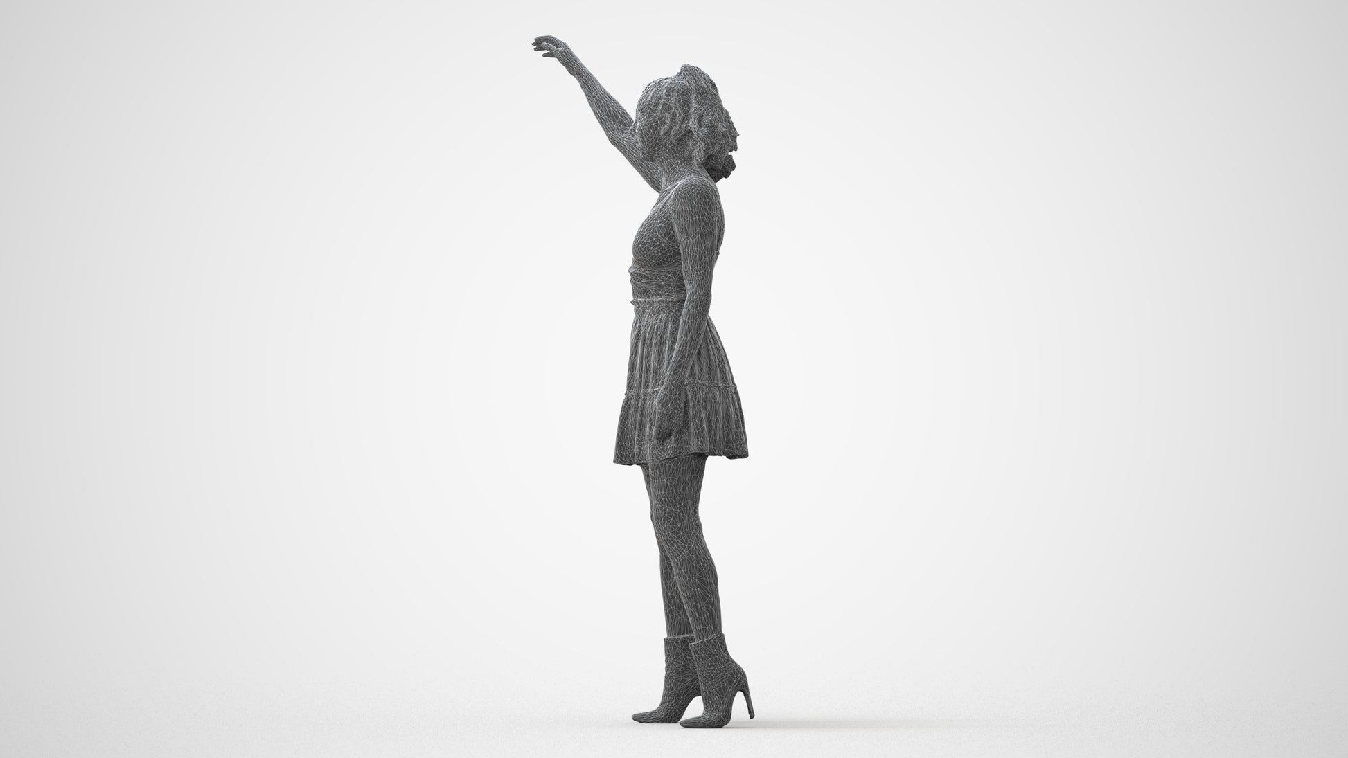 realistic 3D human woman casual standing, archviz people FBX OBJ for Blender, square thumbnail