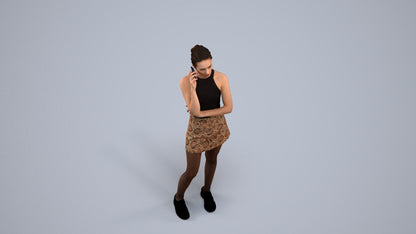 3D human model woman casual standing, photogrammetry scanned person for archviz, back view render