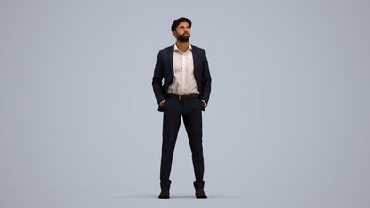 scanned 3D man business, photogrammetry people for Enscape and V-Ray, standing pose render