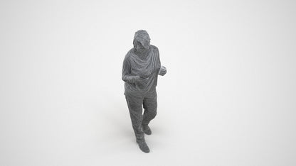 realistic 3D people woman casual walking, render-ready for V-Ray and Corona, FBX OBJ, wireframe three-quarter view