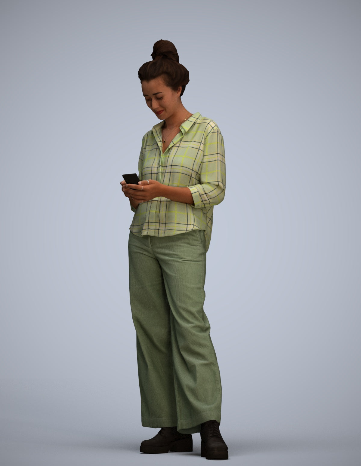 scanned 3D woman casual standing, photogrammetry people for Enscape and V-Ray