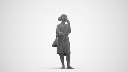 3D human model girl casual kids, photogrammetry scanned person for archviz, three-quarter front view render