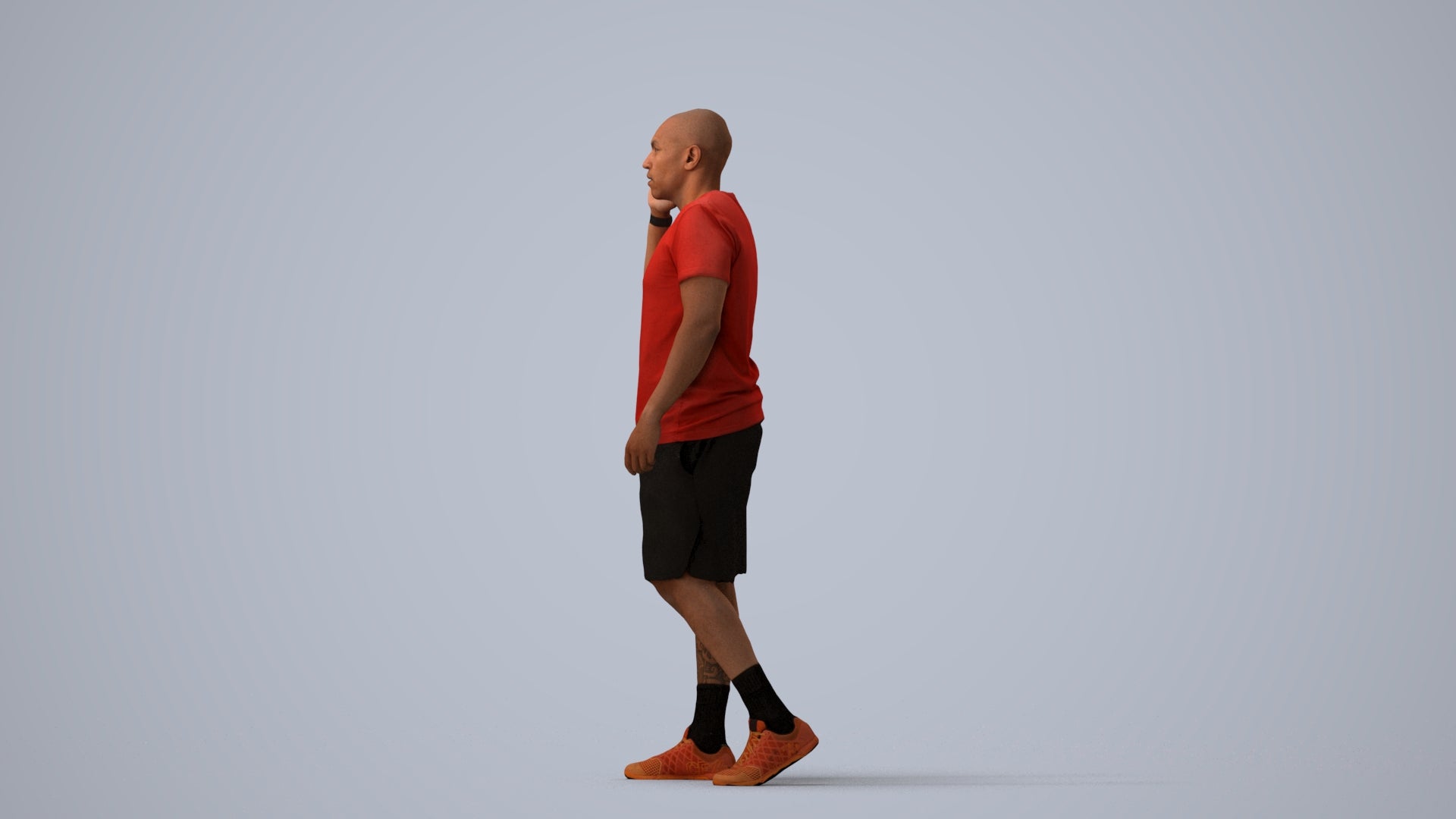scanned 3D man sport, photogrammetry people for Enscape and V-Ray, three-quarter view render