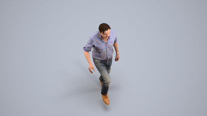 realistic 3D human man casual standing, archviz people FBX OBJ for Blender, back view render