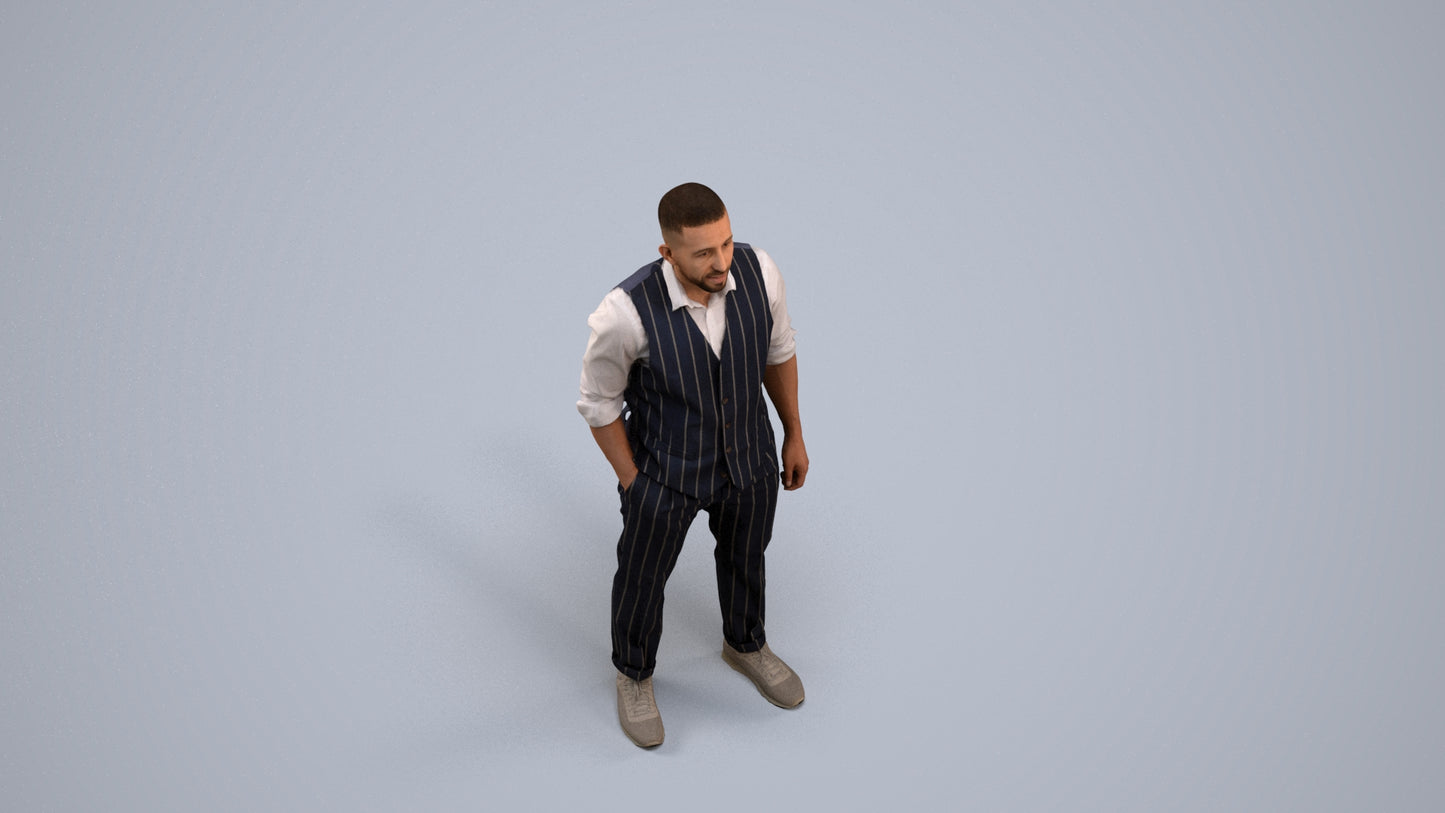 realistic 3D people man business, render-ready for V-Ray and Corona, FBX OBJ, back view render