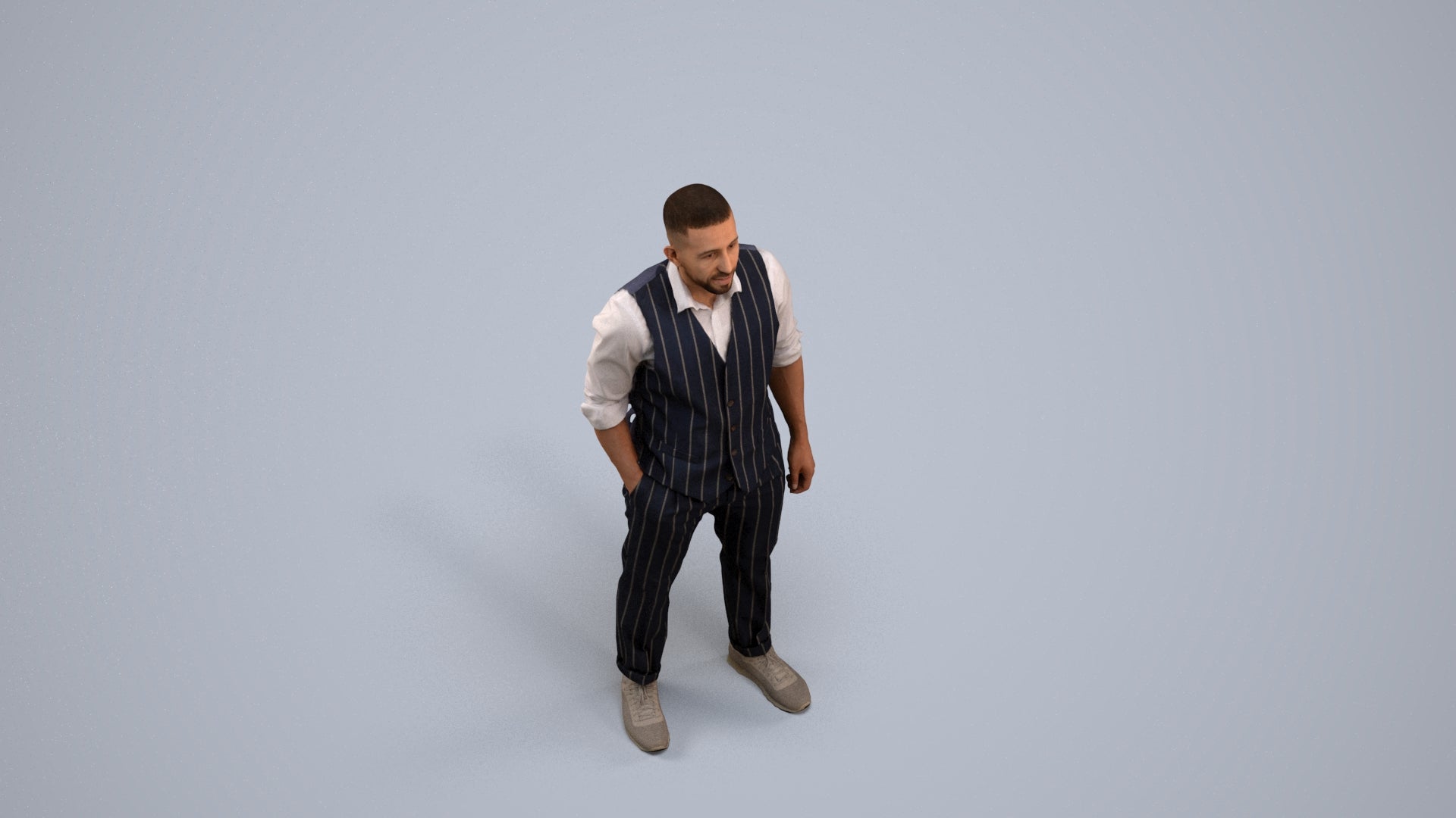 realistic 3D people man business, render-ready for V-Ray and Corona, FBX OBJ, back view render
