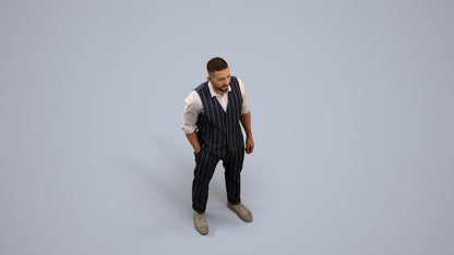realistic 3D people man business, render-ready for V-Ray and Corona, FBX OBJ, back view render
